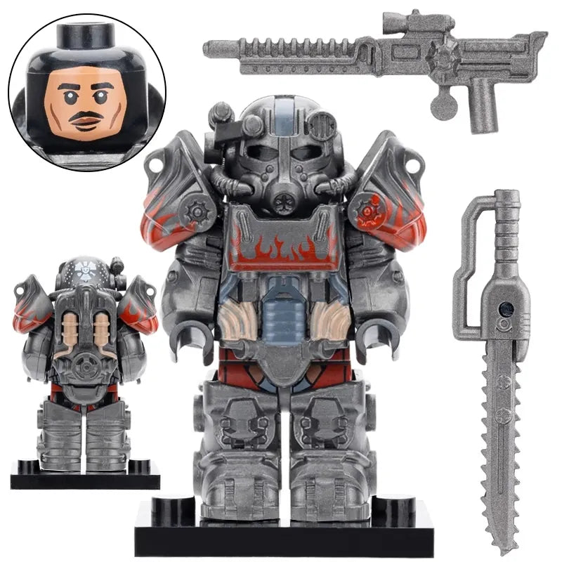 Fallout Silver with flame T-60 Power Armor Custom Minifig - Collectors World Toys