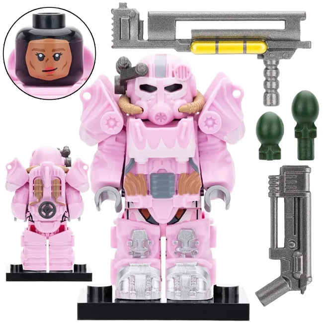 Fallout Pink T-60 Power Armor Custom Minifig - Collectors World Toys Hover Image