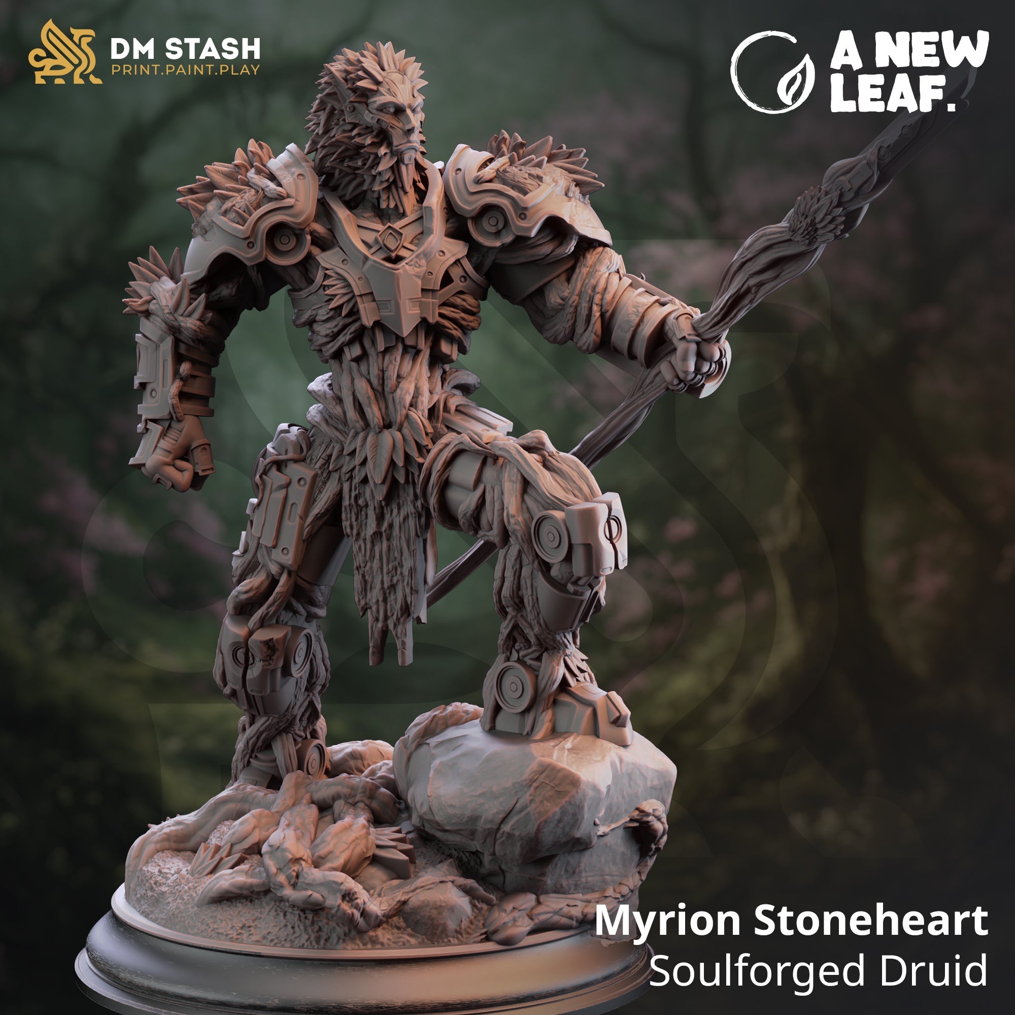 Myrion Stoneheart, Soulforged Druid (Male Warforged Druid)
