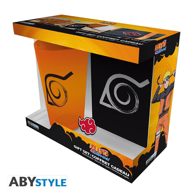 NARUTO SHIPPUDEN Gift Set XXL glass + Pin + Notebook Konoha Main image