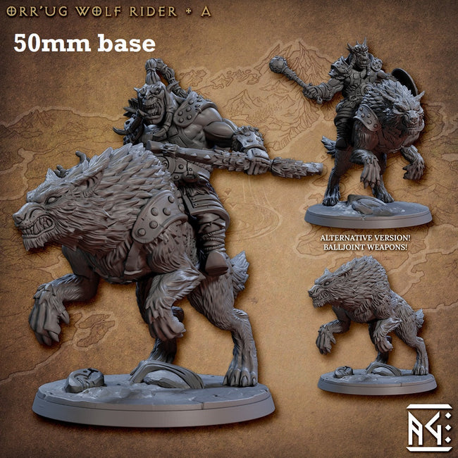 Orr'ug Wolf Rider: Sculpt A (Direwolf Orc Cavalry Unit or Wild) - Collectors World Toys Hover Image