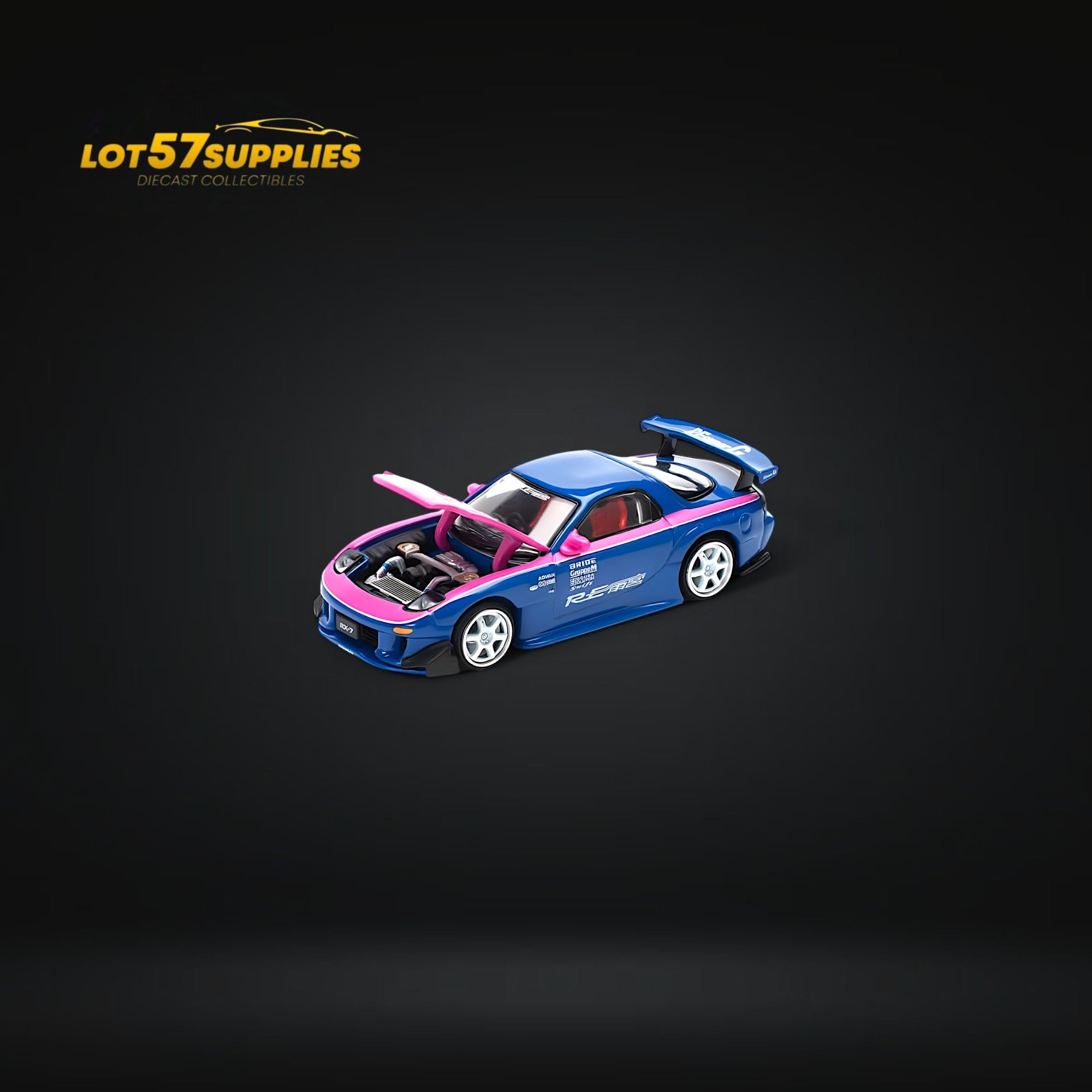 (Pre-Order) PopRace Mazda RX7 RE-AMEMIYA - Blue/Pink 1:64 Main image