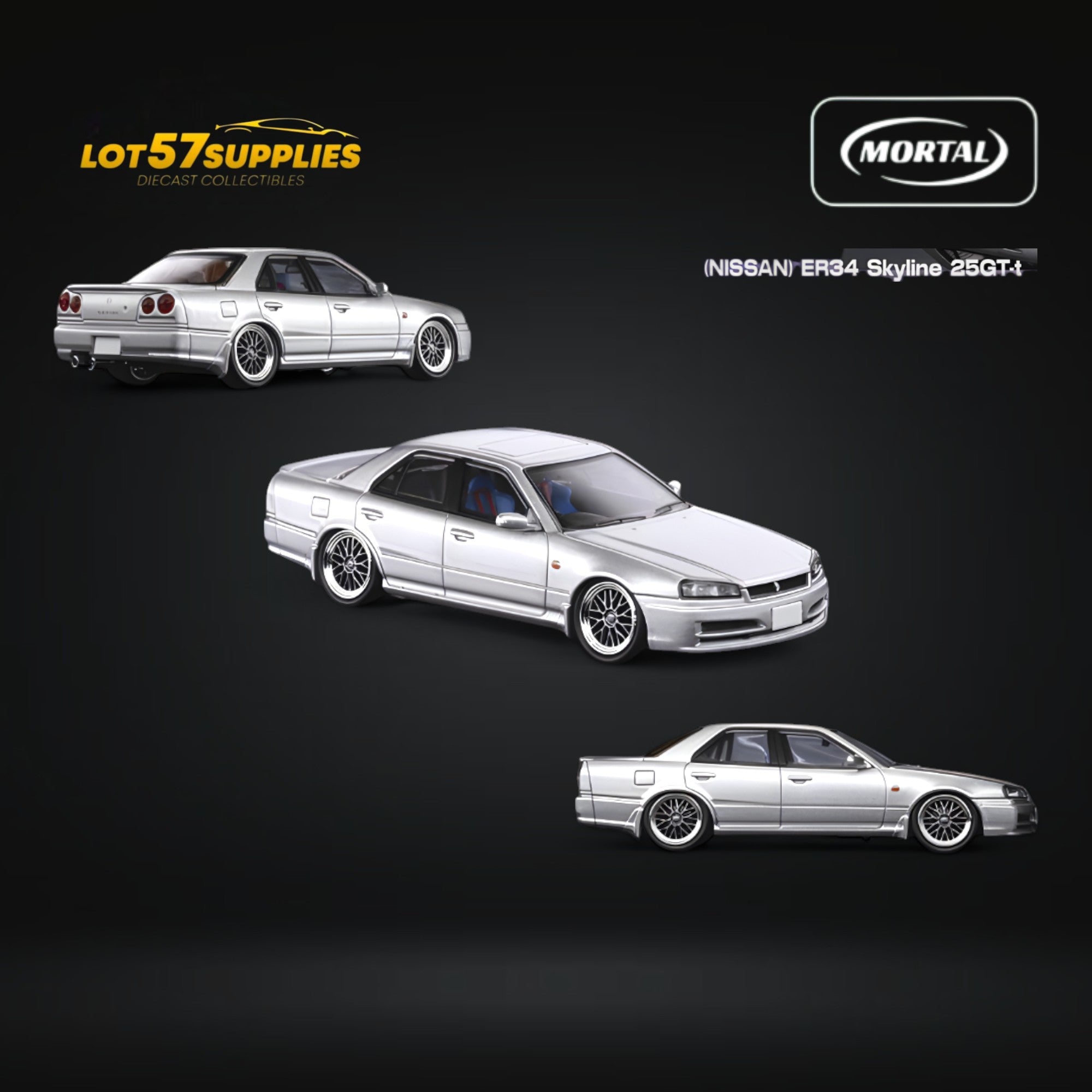 Mortal ER34 SKYLINE 25GT-t AIT Exhibition Model Ordinary Silver 1:64 Main image