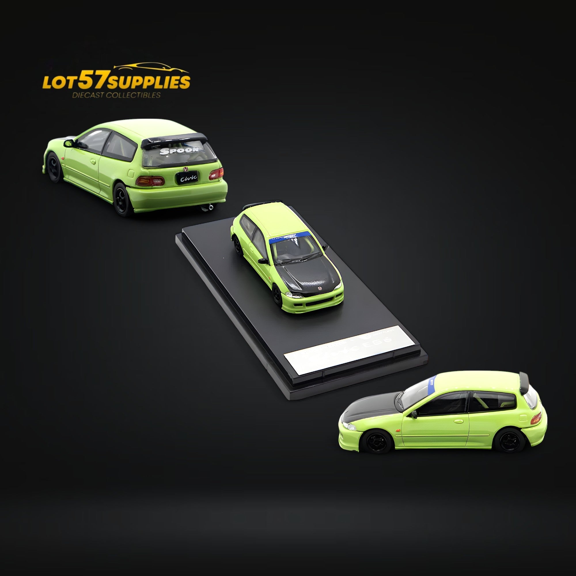 Street Weapon Honda Civic EG6 Thailand Modification Exhibition Spoon Green Livery 1:64 Limited to 400 Pcs Main image