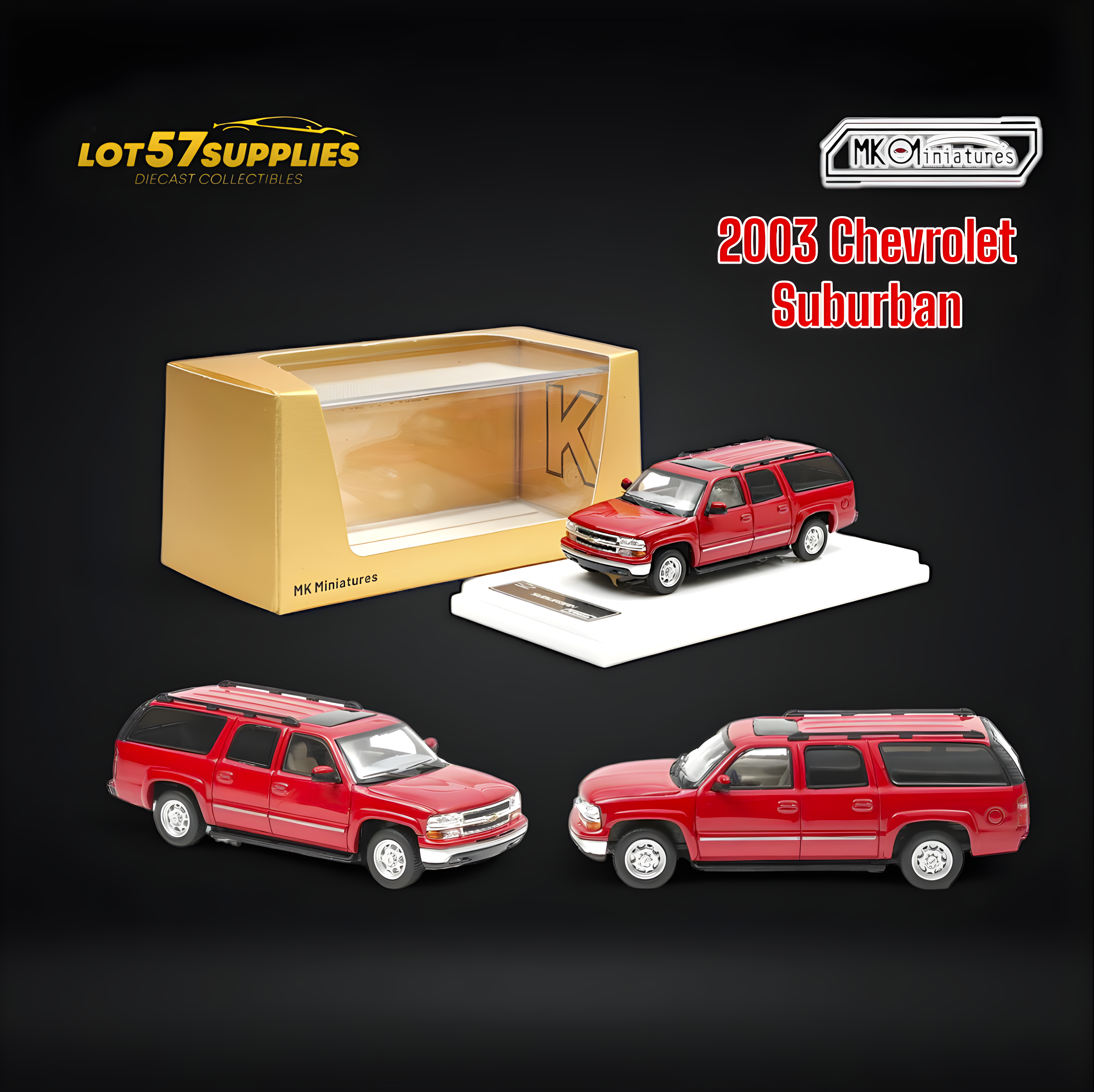 MK Miniatures 2003 Chevrolet Suburban in Red Limited Edition 1:64 Main image
