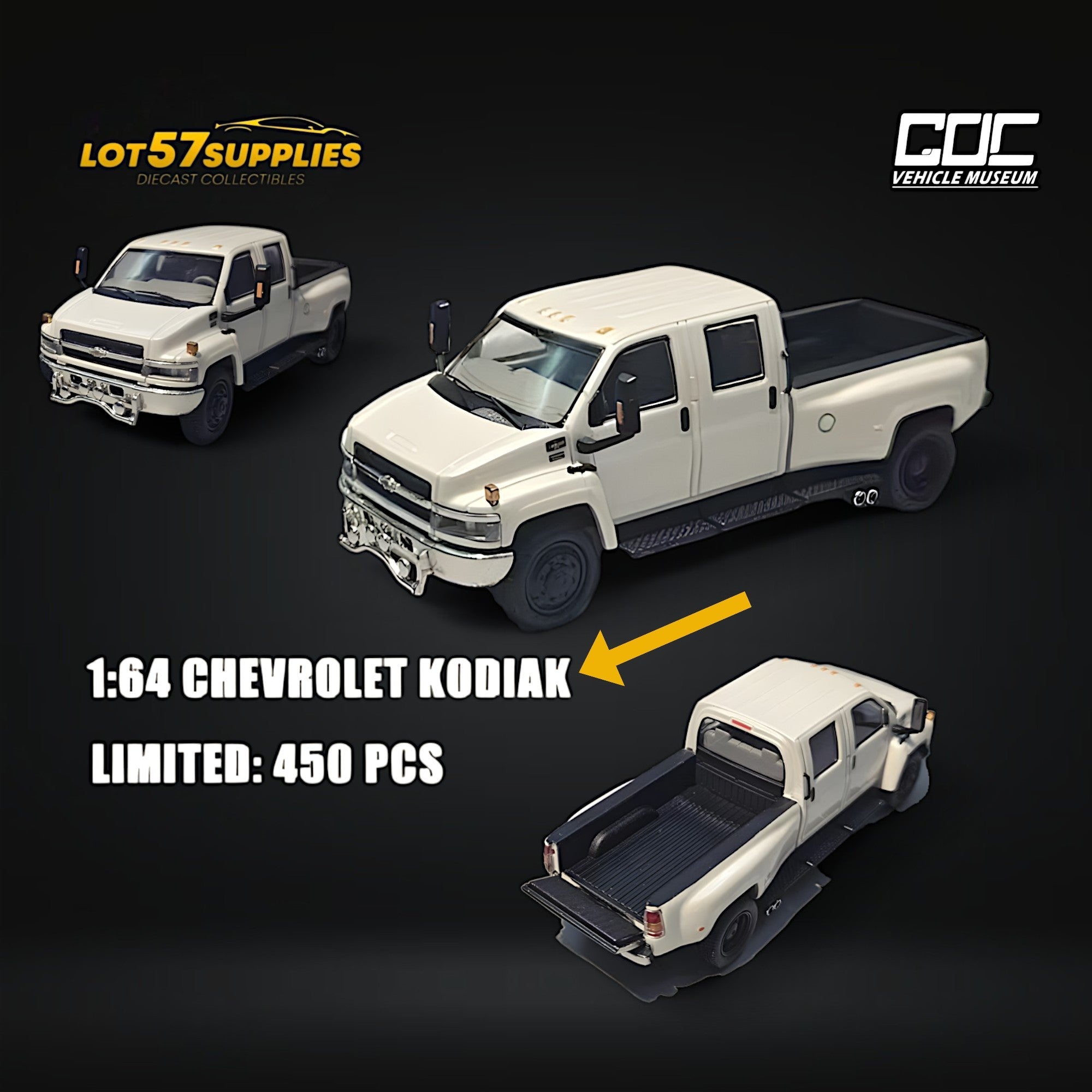 GOC Chevrolet KODIAK Pickup White 1:64 - Limited to 450 Pcs - Collectors World Toys