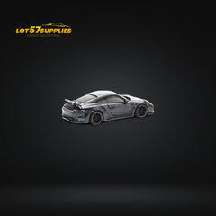 (Pre-Order) PopRace Porsche 992 Stinger GTR Carbon Edition - Carbon Grey Blue Line 1:64 - Collectors World Toys