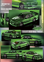 Mortal ER34 SKYLINE URAS Transparent Metallic Green 1:64 - Collectors World Toys