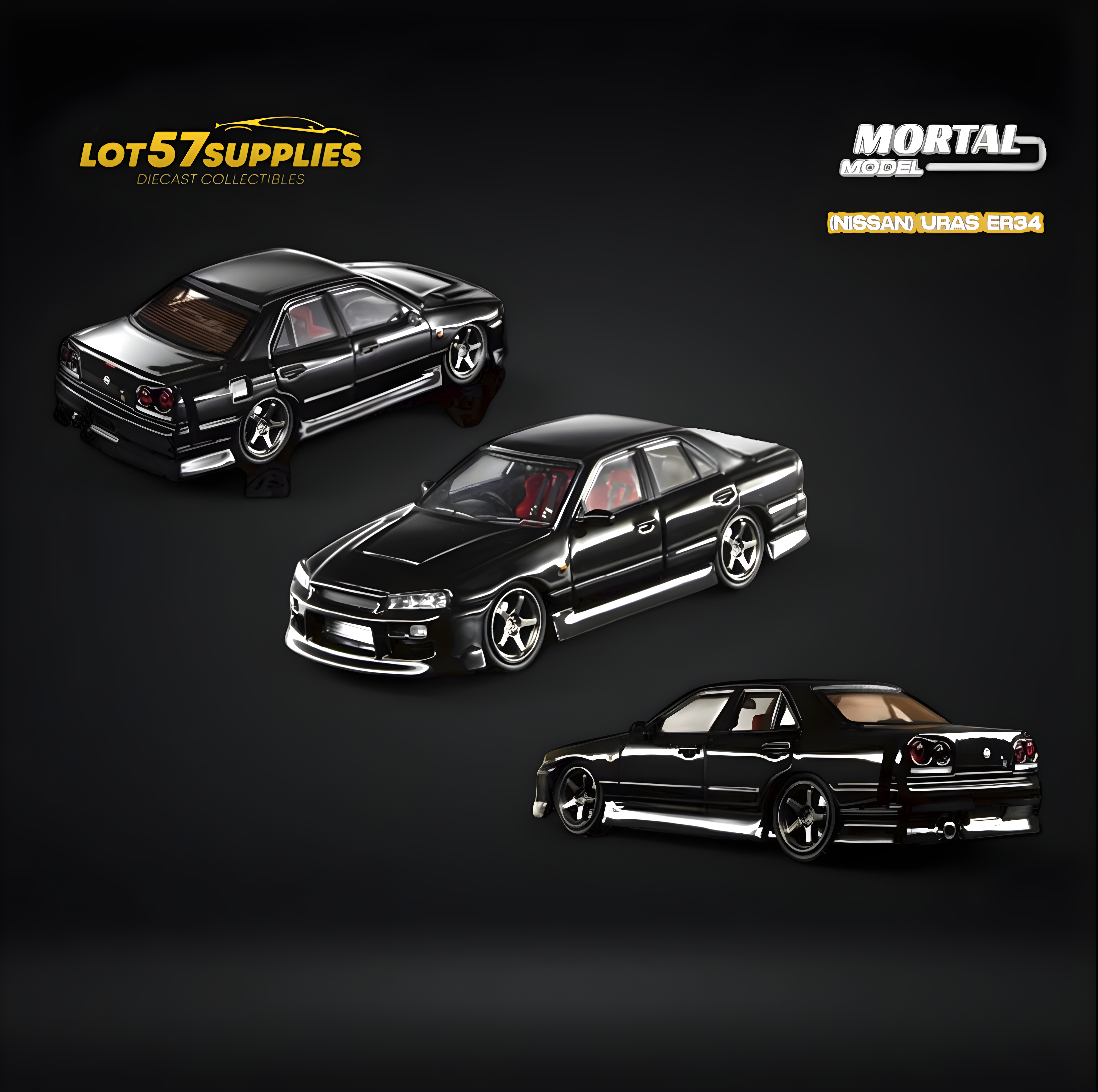 Mortal ER34 SKYLINE URAS Metallic Black 1:64 Main image