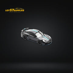 (Pre-Order) PopRace Porsche 992 Stinger GTR Carbon Edition - Carbon Grey Blue Line 1:64 - Collectors World Toys