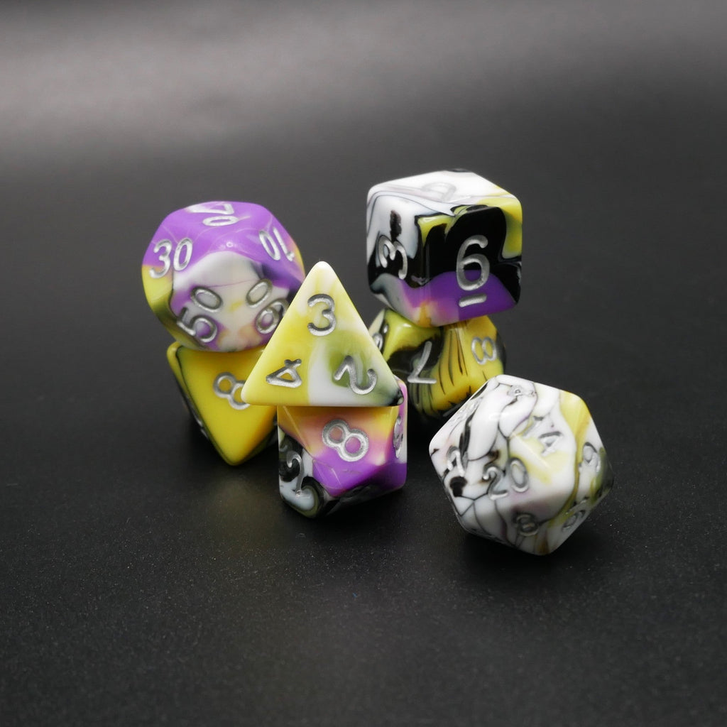 Panic Abstraction - 7 Piece DnD Dice Set | Acrylic RPG Gaming Dice - Collectors World Toys