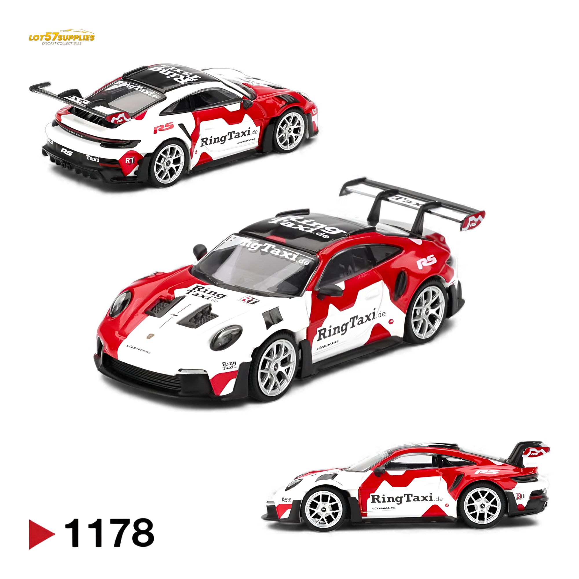 (Pre-Order) Mini GT Porsche 911 (992) GT3 RS Weissach RingTaxi.com 1:64 Main image