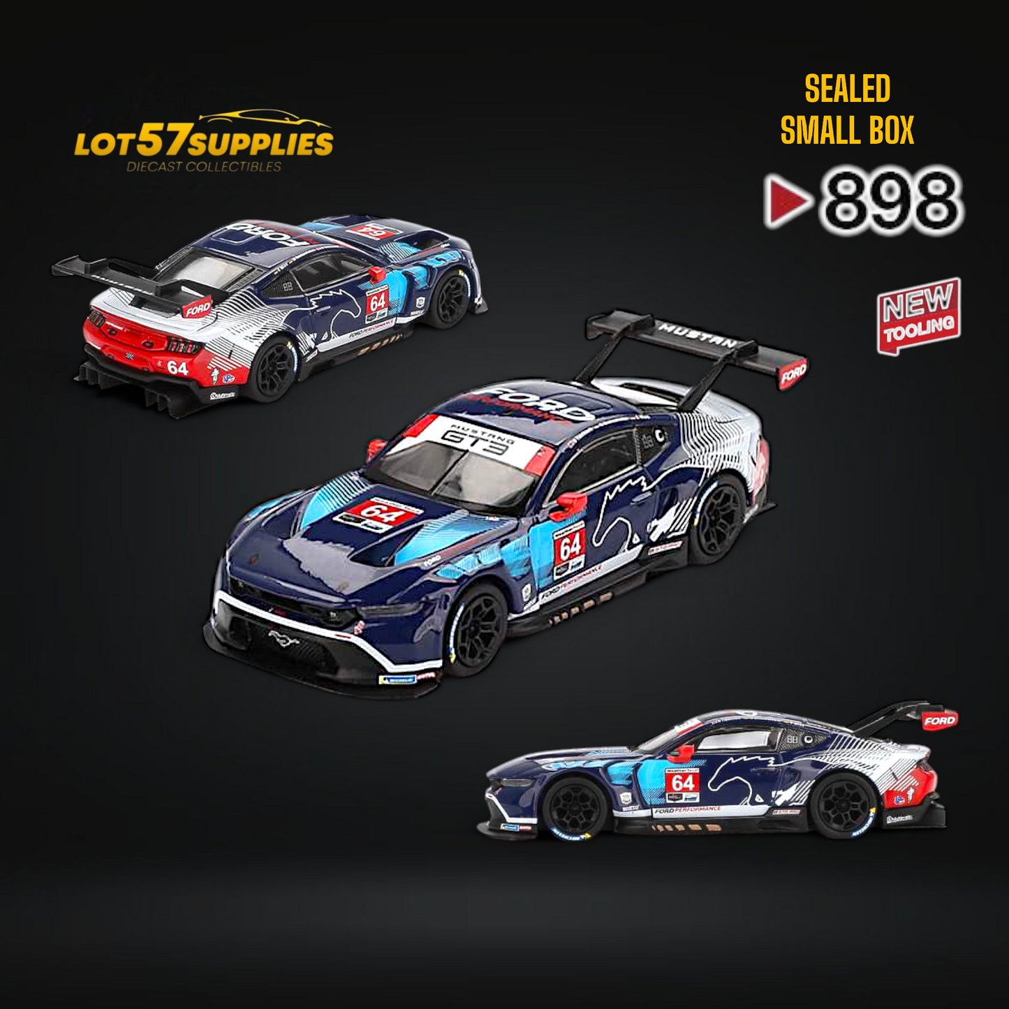 (Pre-Order) Mini-GT Ford Mustang GT3 #64 FMM 2024 IMSA Daytona 24 Hrs #898 1:64 - Collectors World Toys