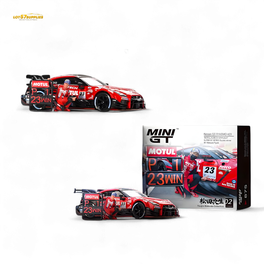 Mini-GT Nissan GT-R Nismo #23 "MOTUL AUTECH GT-T 2021" w/ Figure #875 1:64 - Collectors World Toys