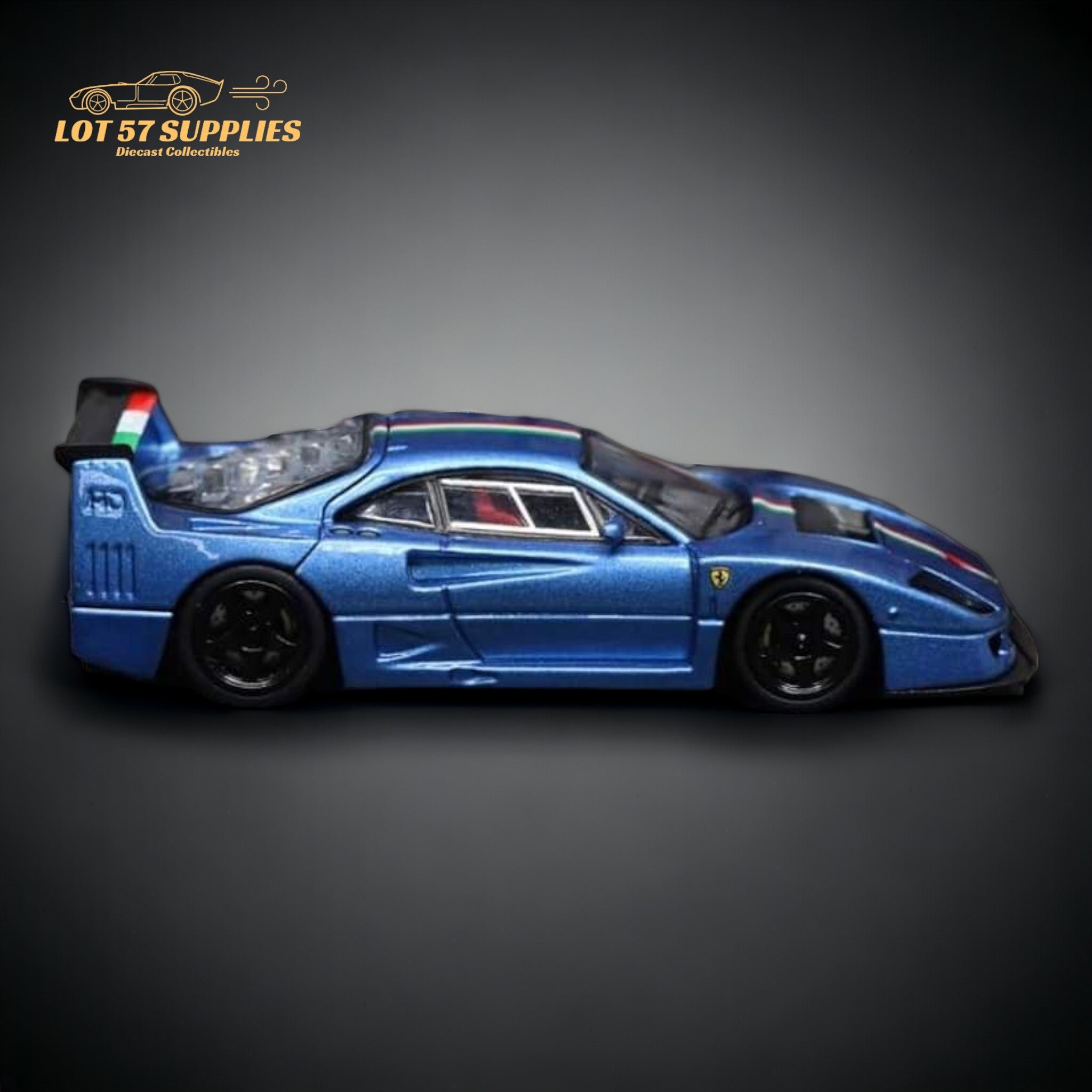 Stance Hunters Ferrari F40 LM Italian Stripe Blue 1:64 - Collectors World Toys