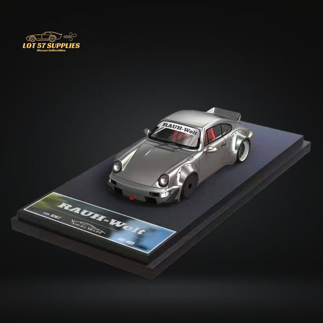 AuroraModel Porsche RWB 964 Liquid Silver DUCKTAIL 1:64 - Collectors World Toys Hover Image