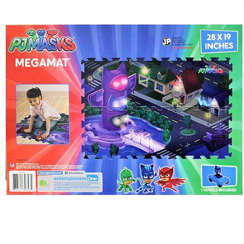 PJ Masks - 6 Tiles - 28 x 19 Inch - Mega Floor Mat with Vehicle - Collectors World Toys