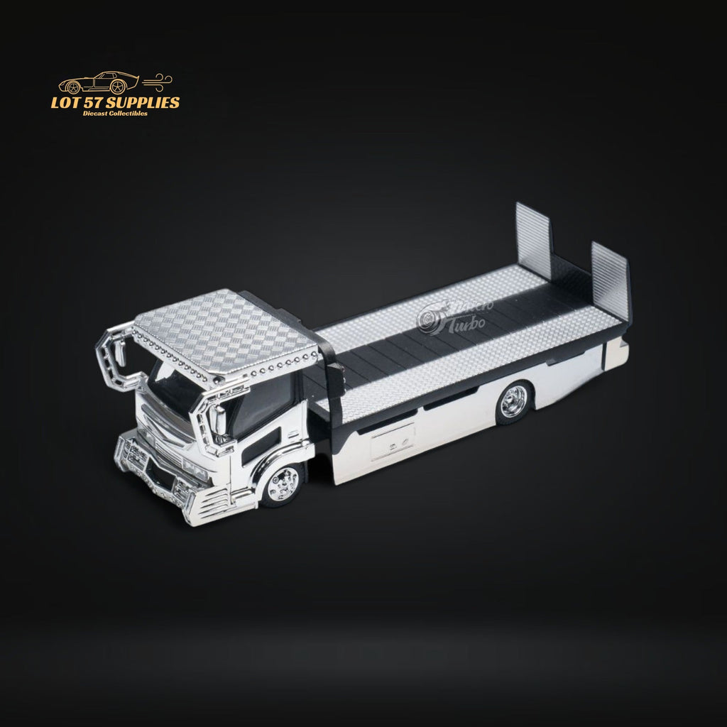 MicroTurbo Dekotora Flatbed Tow Truck With Stickers 1:64 - Collectors World Toys