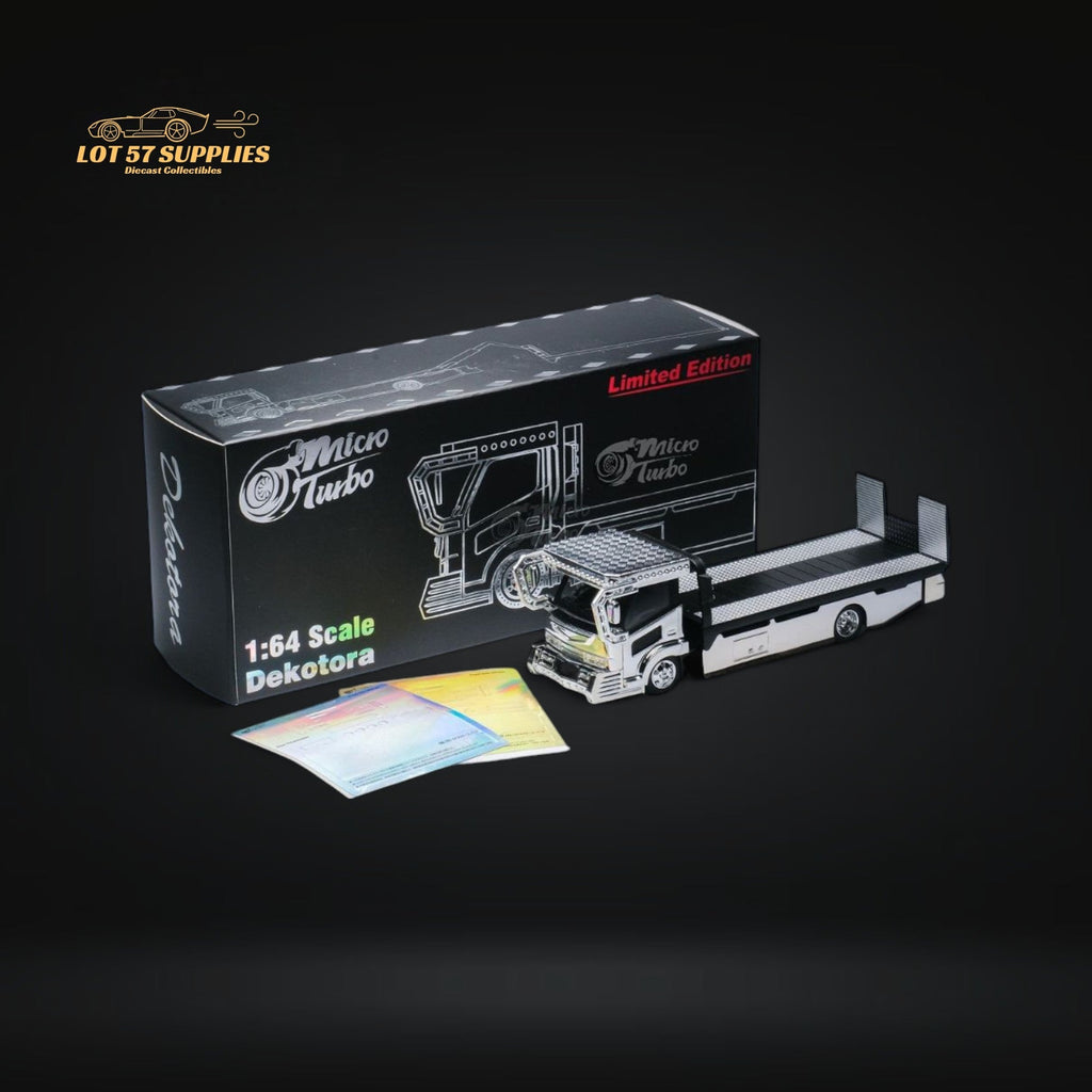 MicroTurbo Dekotora Flatbed Tow Truck With Stickers 1:64 - Collectors World Toys