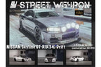 Street Weapon Nissan (R34) GT-R in Silver Snow Drift 1:64 - Collectors World Toys