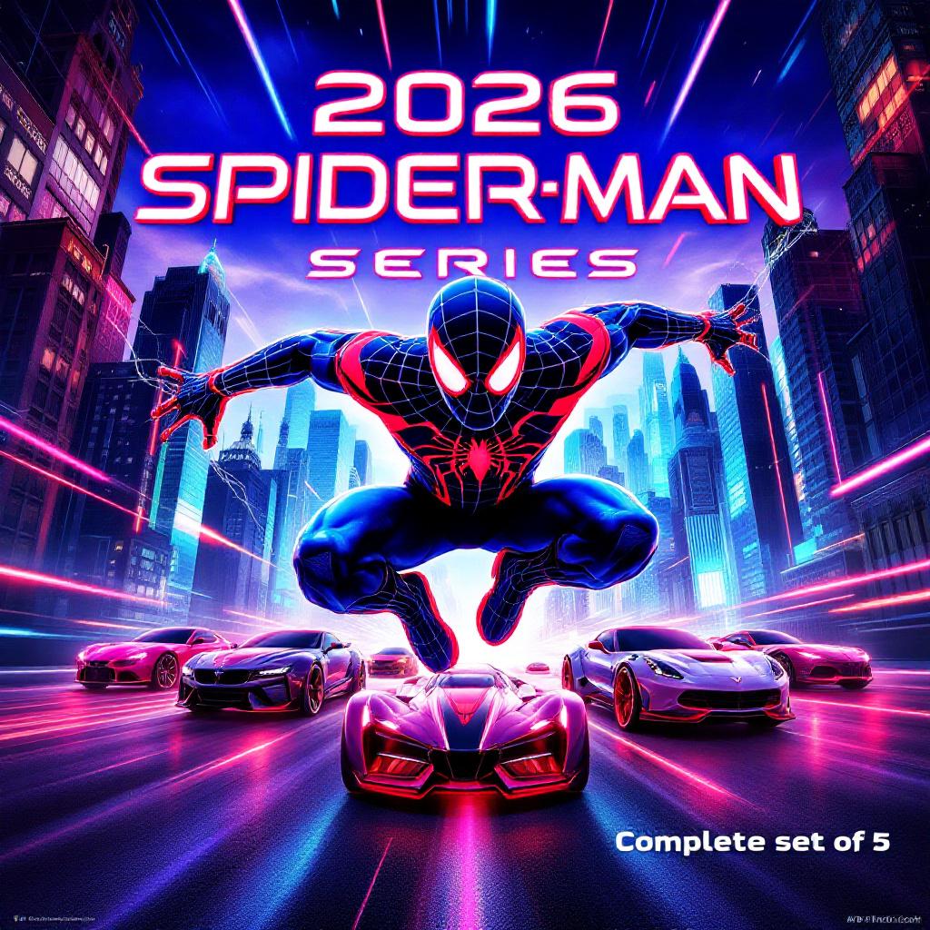 Hot Wheels Silver Series Spider-Man Complete Set of 5 (2026) - Limited Edition Collectible Diecast Cars Main image