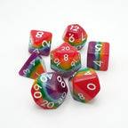 Rainbow Redux - 7 Piece DnD Dice Set | Acrylic RPG Gaming Dice - Collectors World Toys