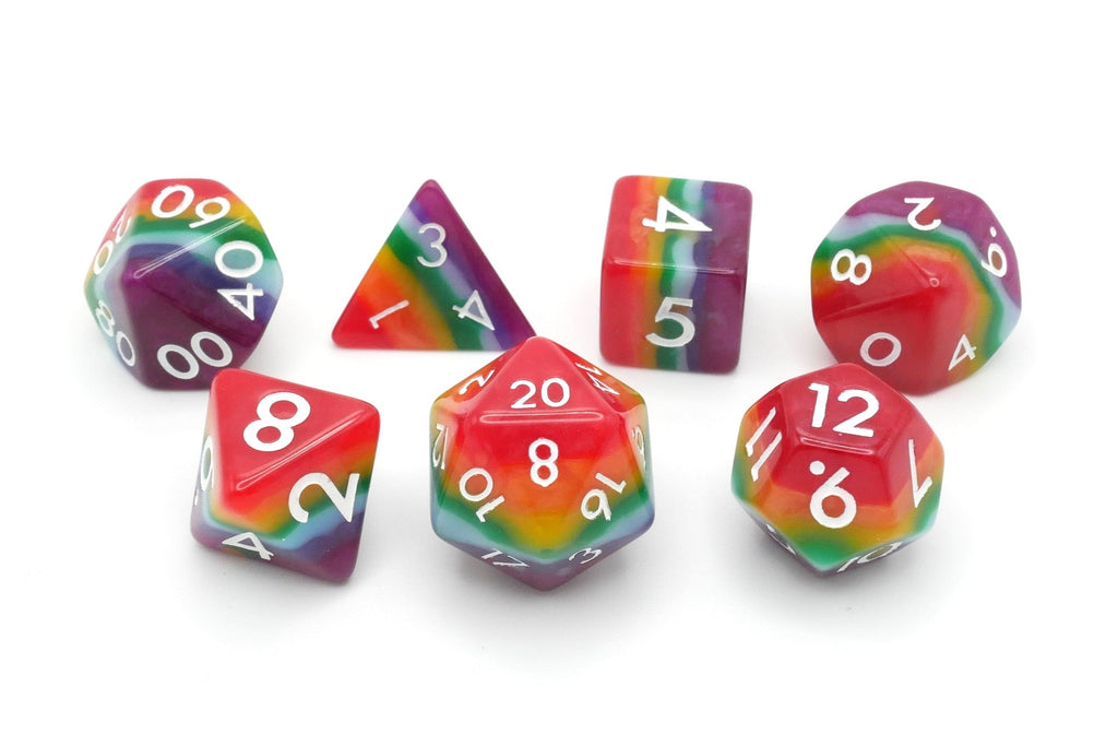 Rainbow Redux - 7 Piece DnD Dice Set | Acrylic RPG Gaming Dice - Collectors World Toys