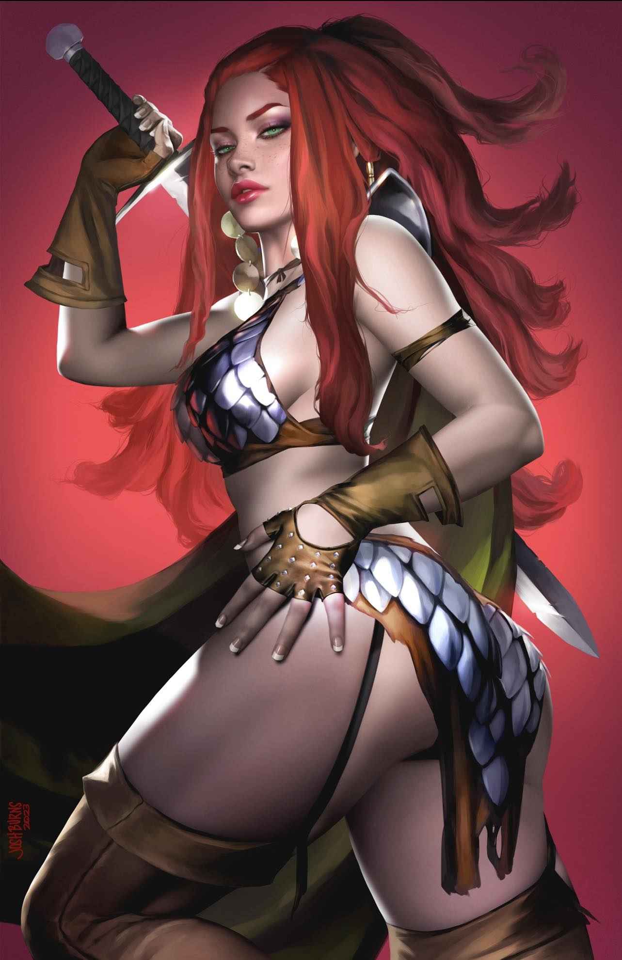 RED SONJA #8 (JOSH BURNS EXCLUSIVE VIRGIN VARIANT B)(LMTD 333 w/COA) ~ Dynamite Main image