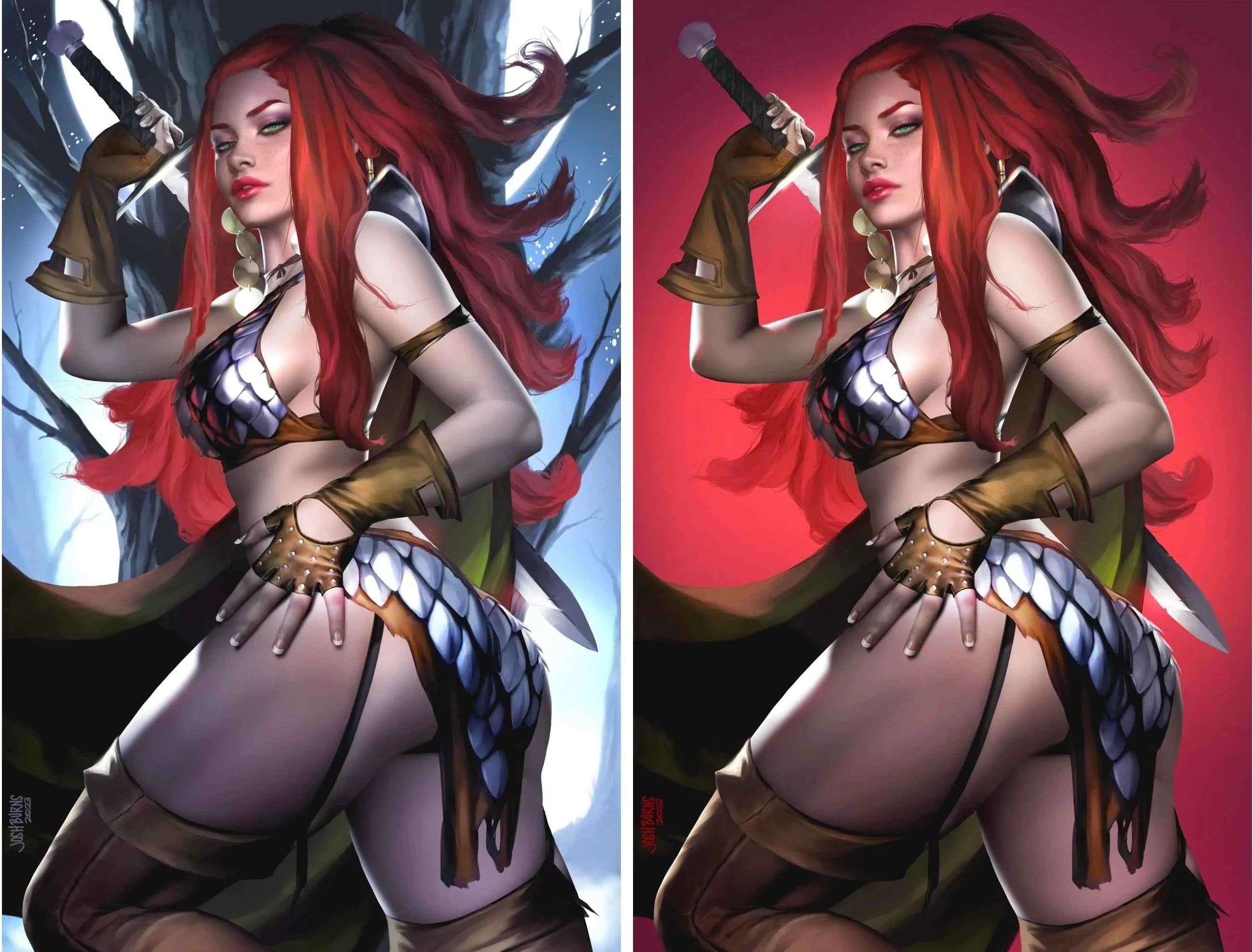RED SONJA #8 (JOSH BURNS EXCLUSIVE VIRGIN VARIANT A & B SET) ~ Dynamite Main image