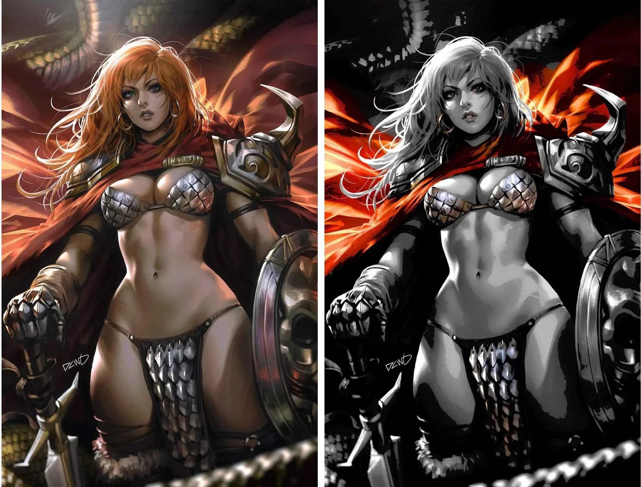 RED SONJA #8 (DERRICK CHEW EXCLUSIVE VIRGIN/COLOR SPLASH VARIANT SET) ~ Dynamite Main image