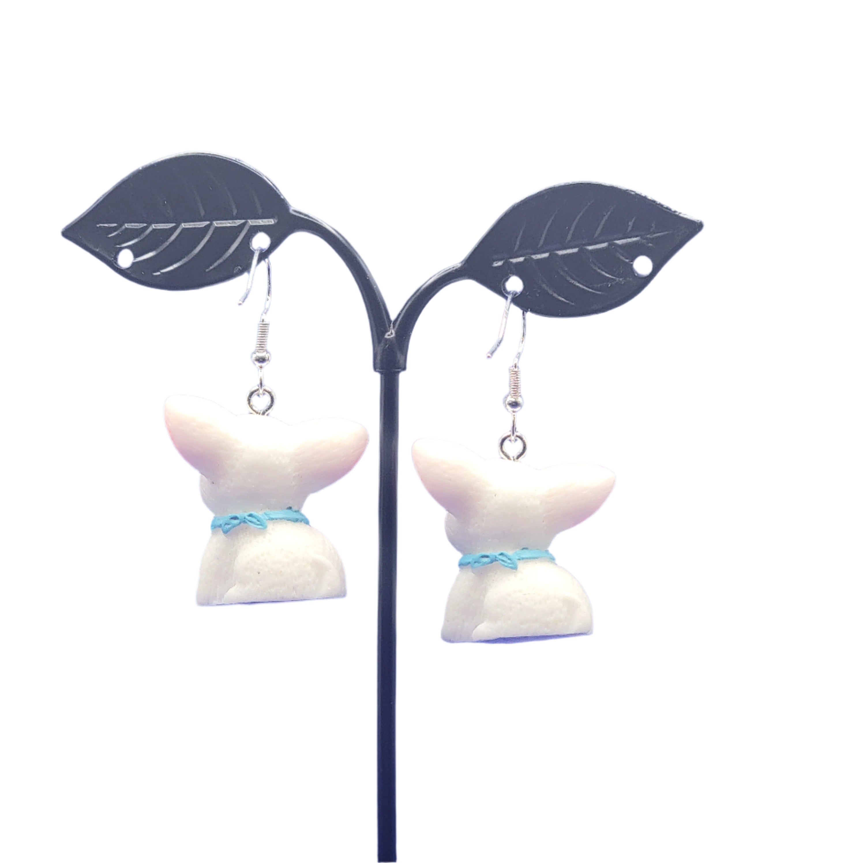 White dog earrings