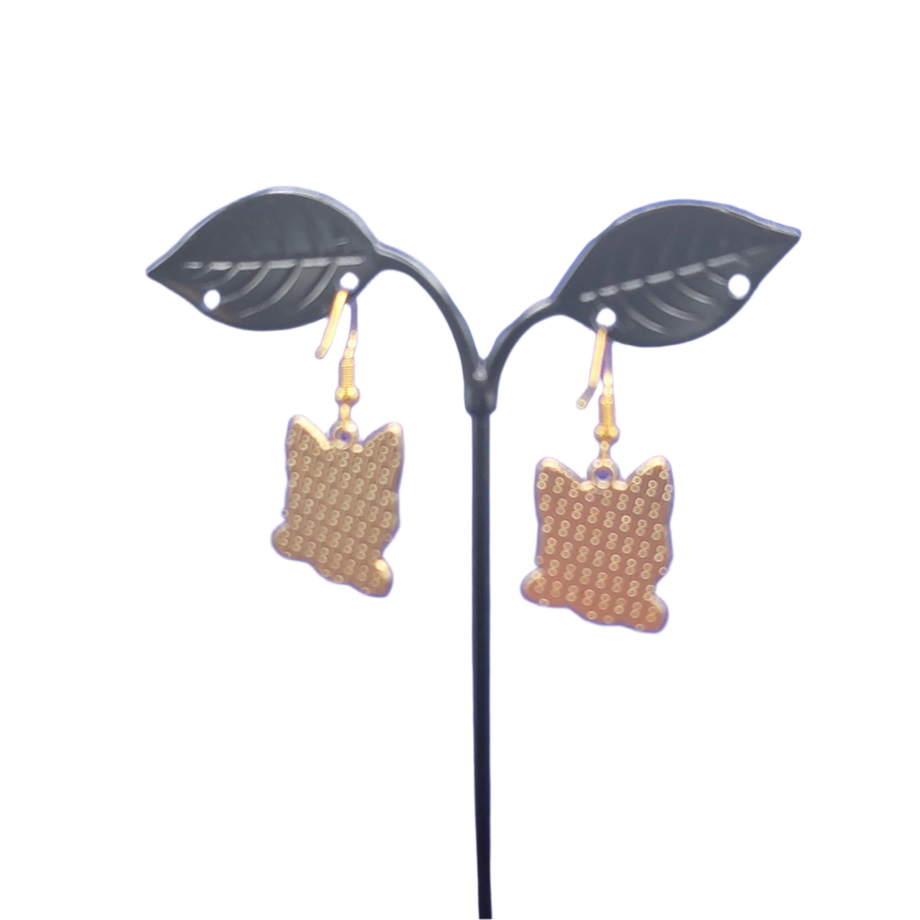 Yellow and white dog earrings