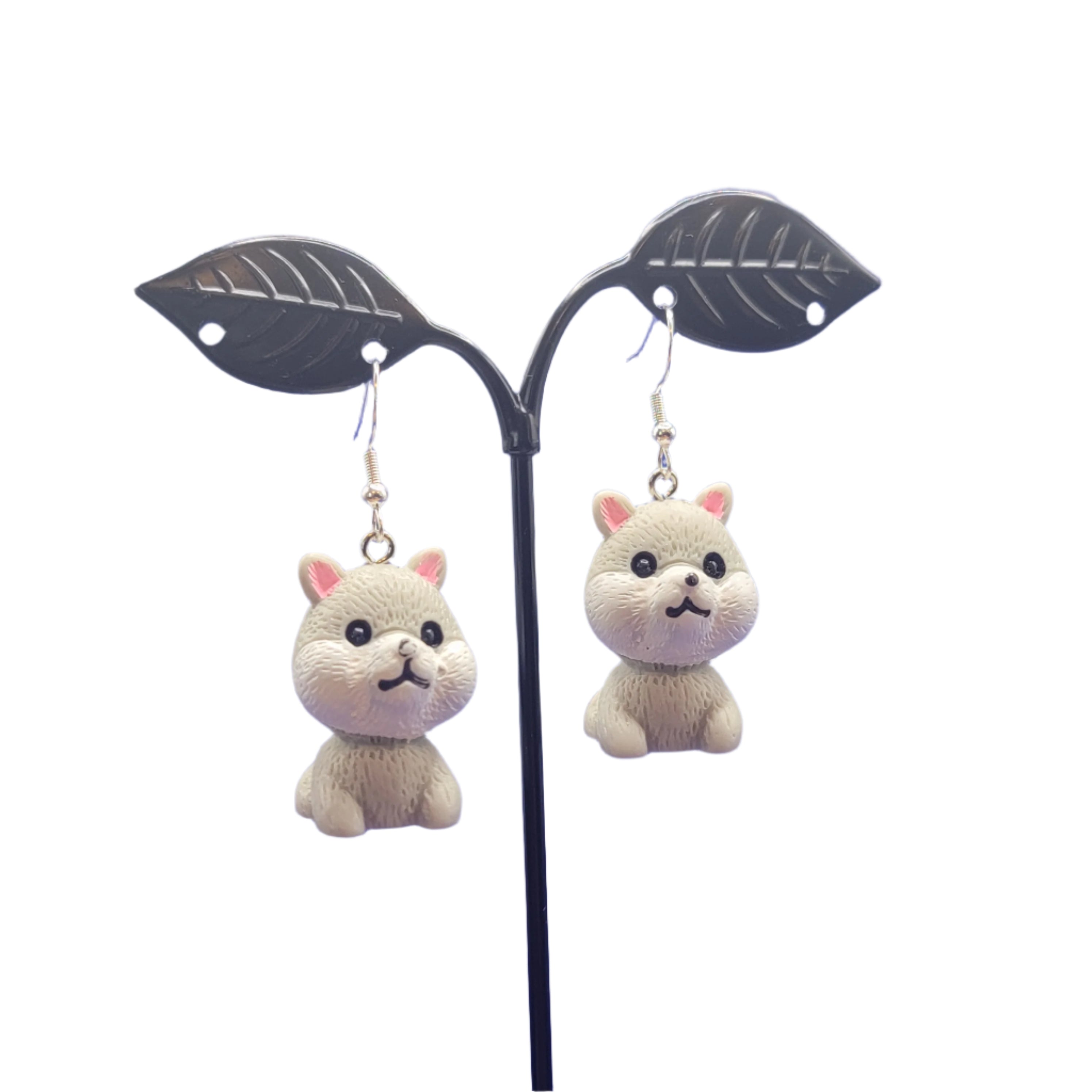Grey dog earrings Main image