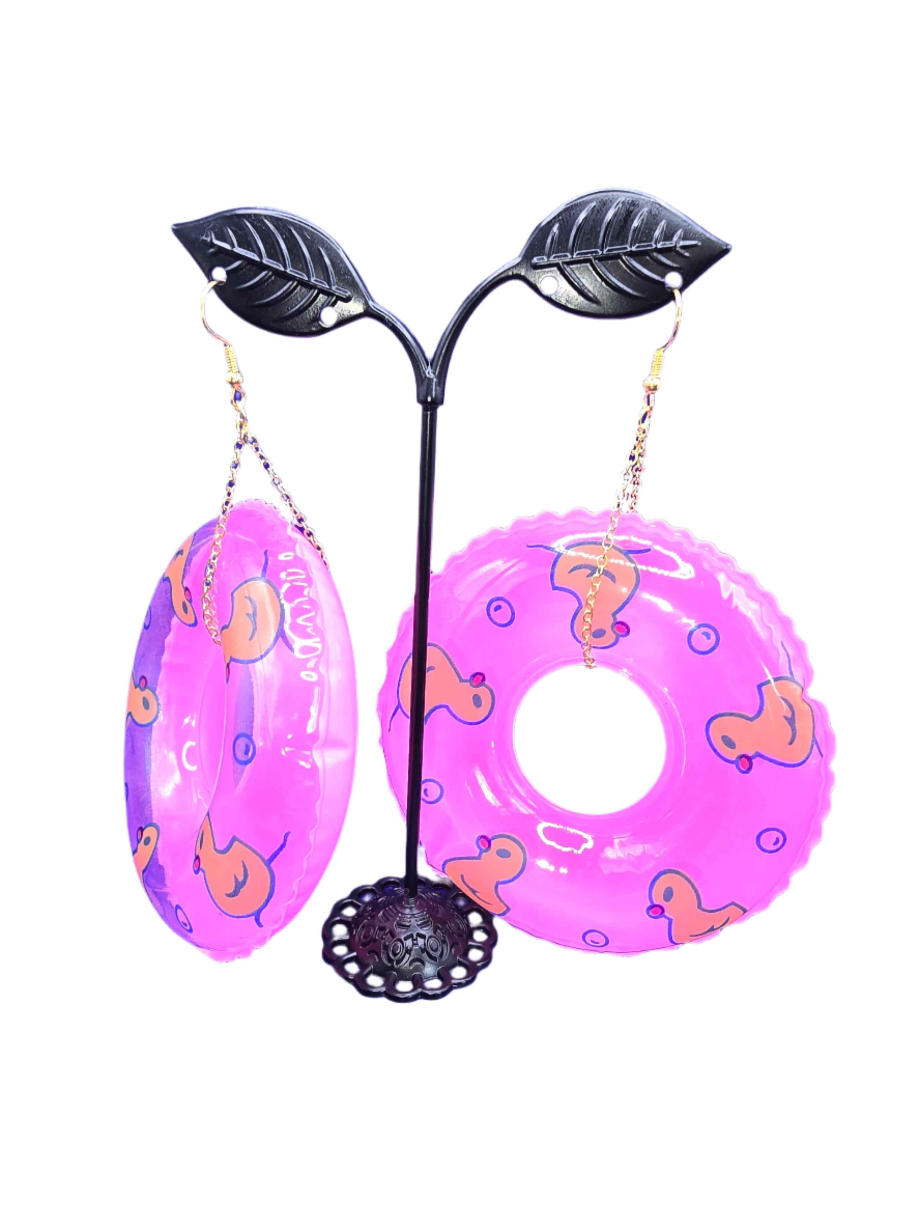 Pink Pool Float Ring Earrings Main image