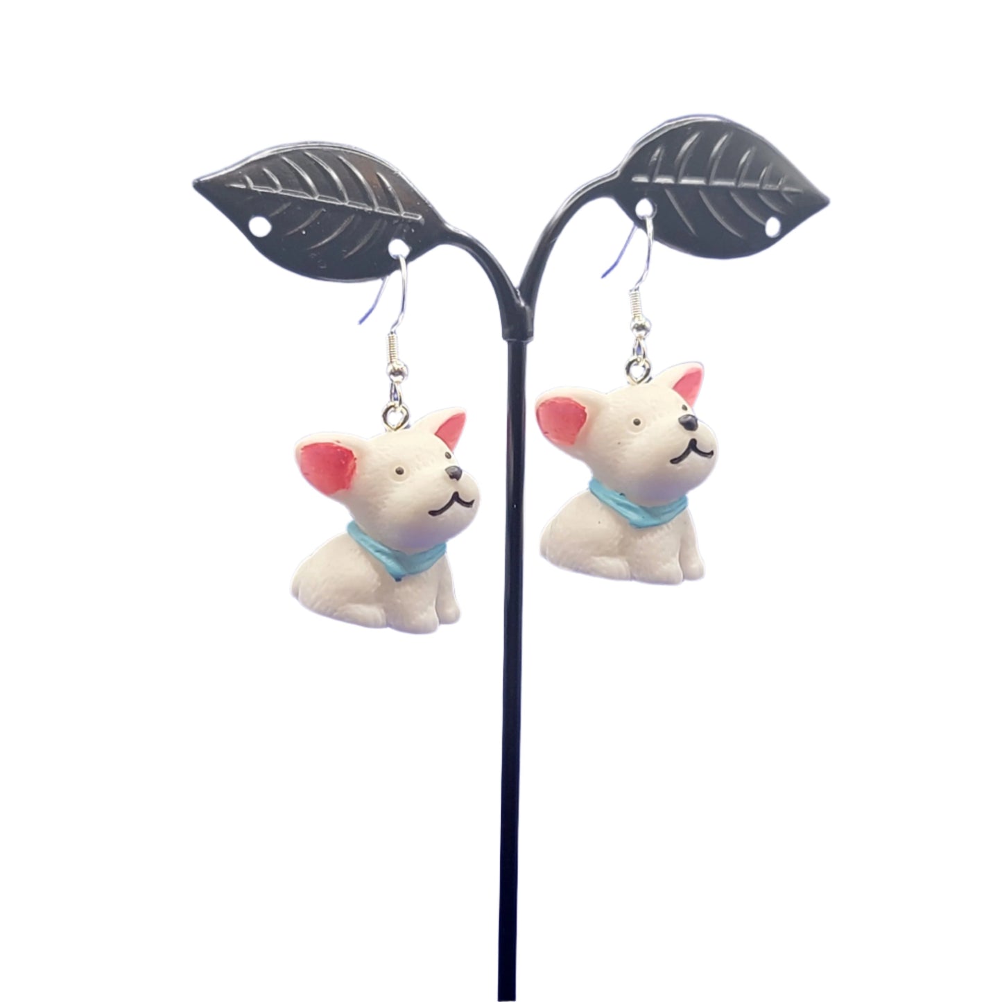 White dog earrings