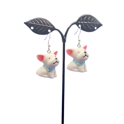 White dog earrings