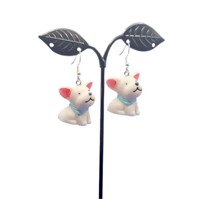 White dog earrings Hover Image