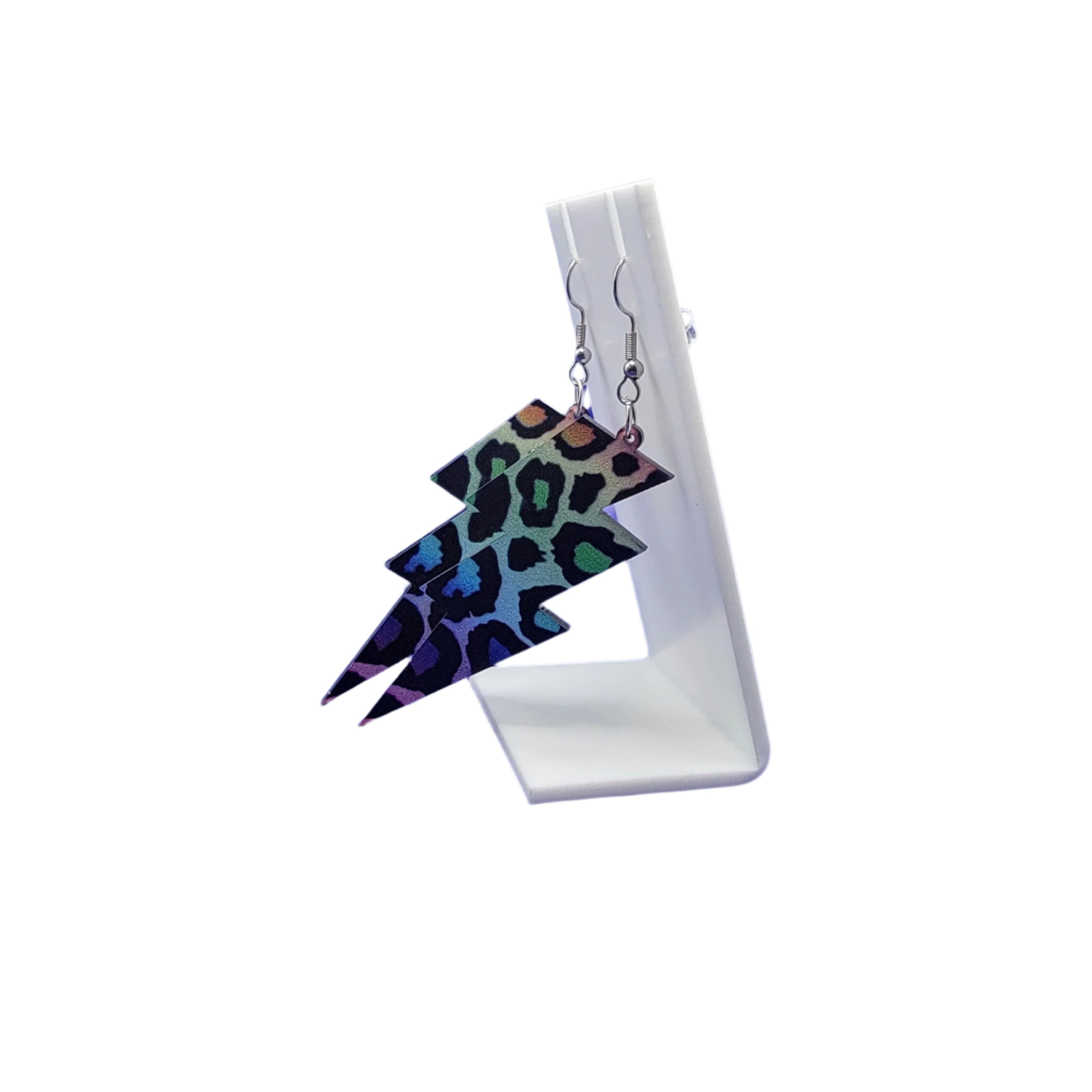Leopard print lightning bolt earrings Main image