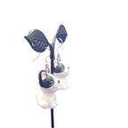 black and white dog earrings