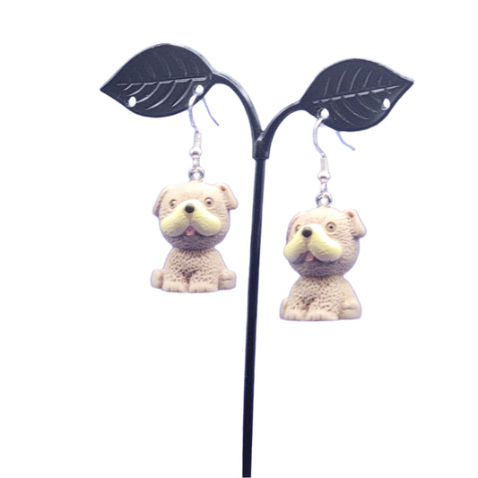 Brown dog earrings