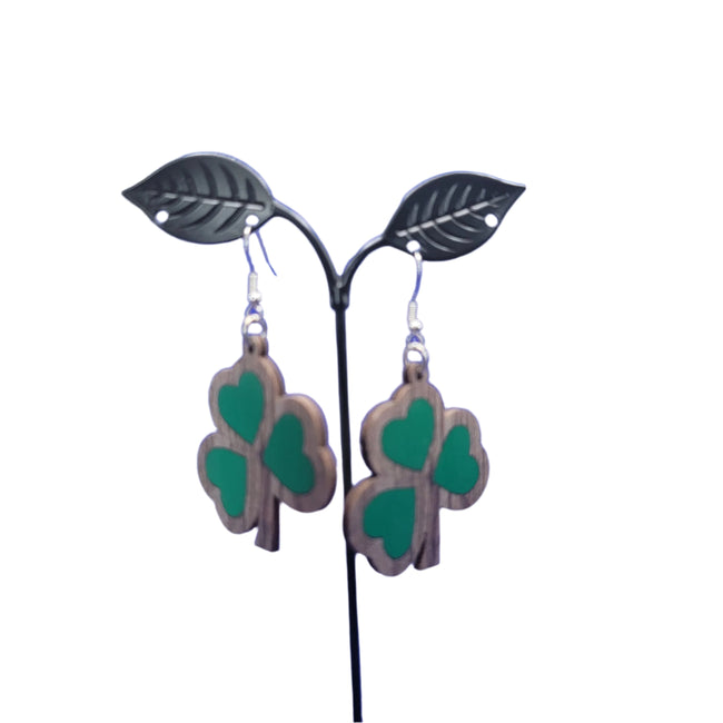 Three Leaf Clover Earrings Hover Image