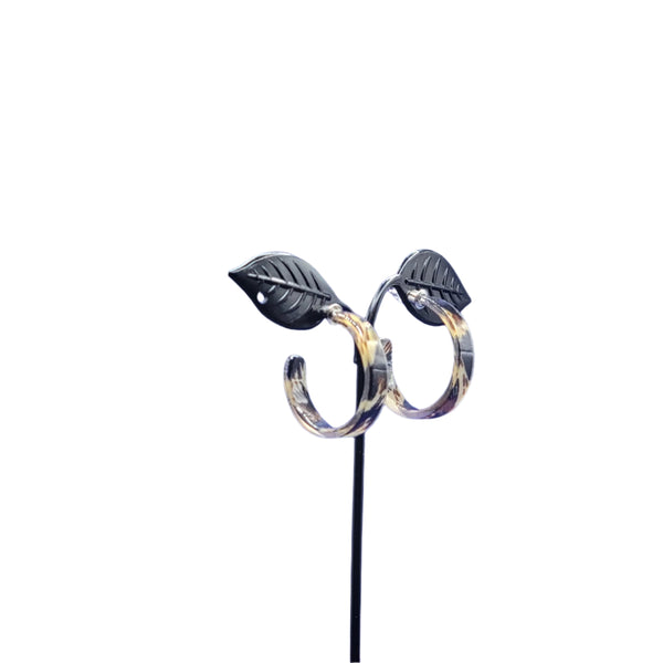 Brown and black hoop earrings