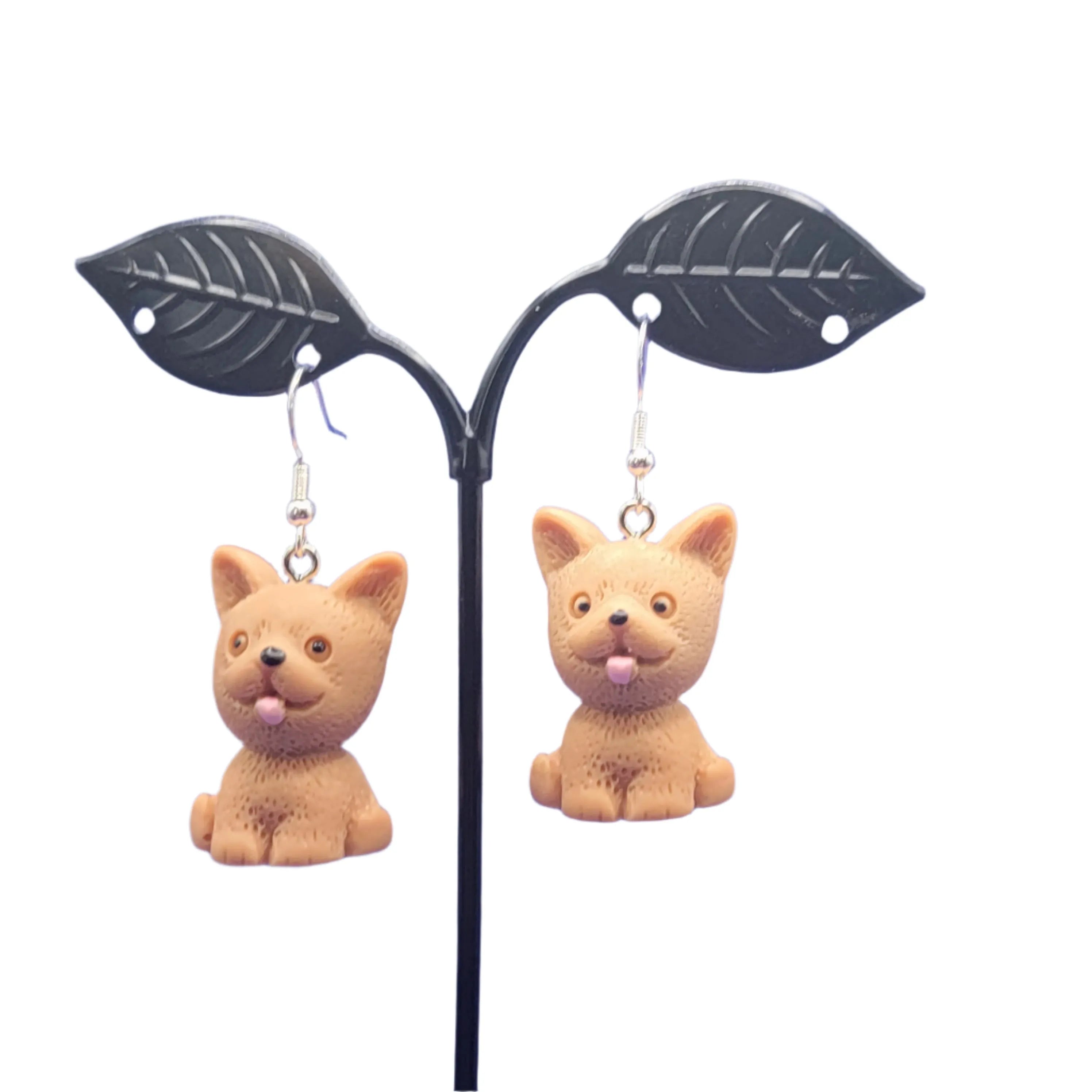 Brown dog earrings Main image
