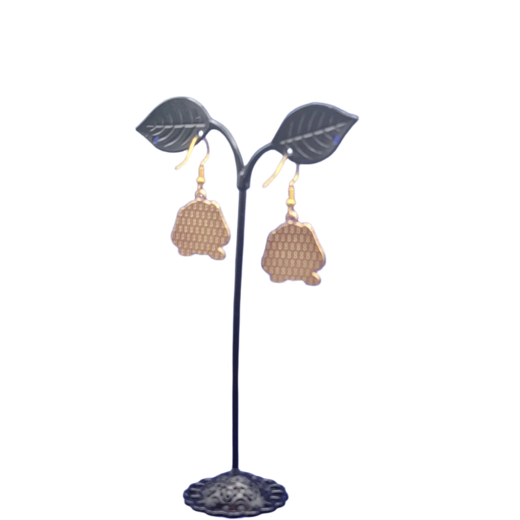 Brown and white dog earrings