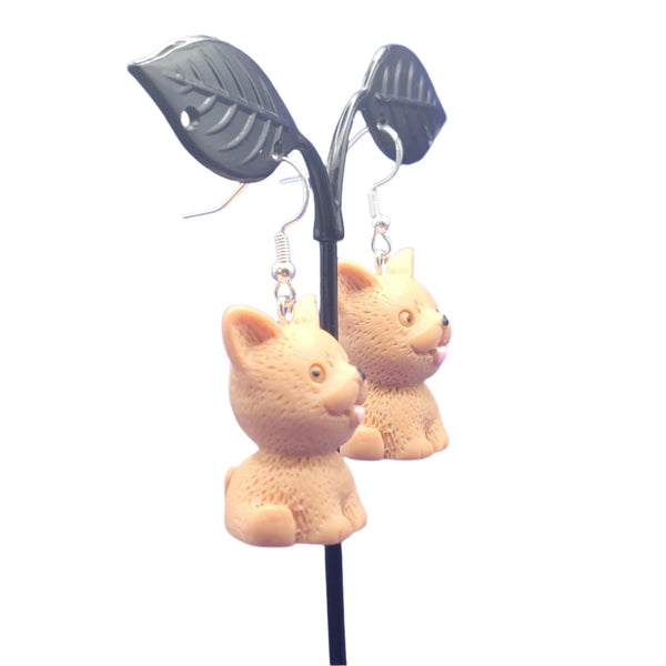 Brown dog earrings