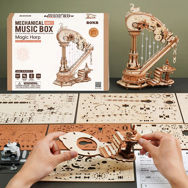 ROKR - Magic Harp Music Box Wooden 3D Puzzle