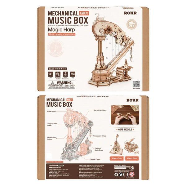 ROKR - Magic Harp Music Box Wooden 3D Puzzle