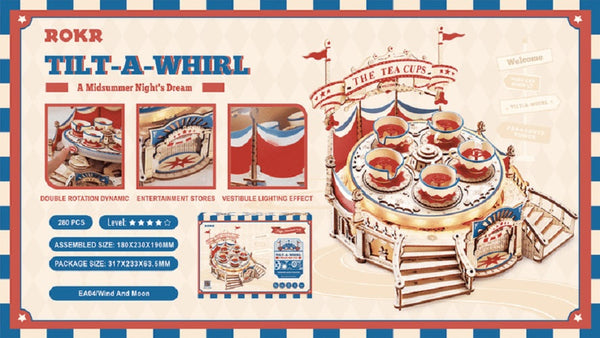 ROKR - Tilt-A-Whirl DIY Music Box 3D Wooden Puzzle EA04