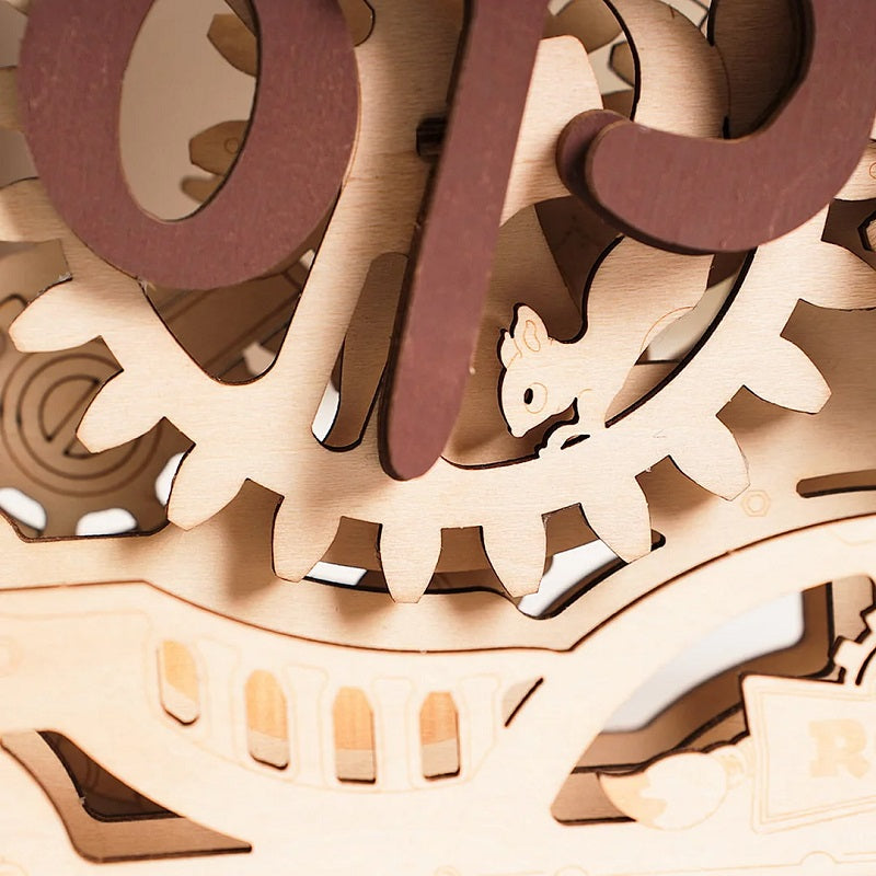 Open Closed Sign, 3D Wooden Puzzle - Mechanical Wood Models