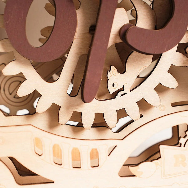 Open Closed Sign, 3D Wooden Puzzle - Mechanical Wood Models